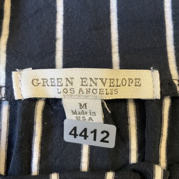 Green Envelope Los Angeles Women Long Skirt Size M Black White Striped Stretchy - Picture 2 of 8